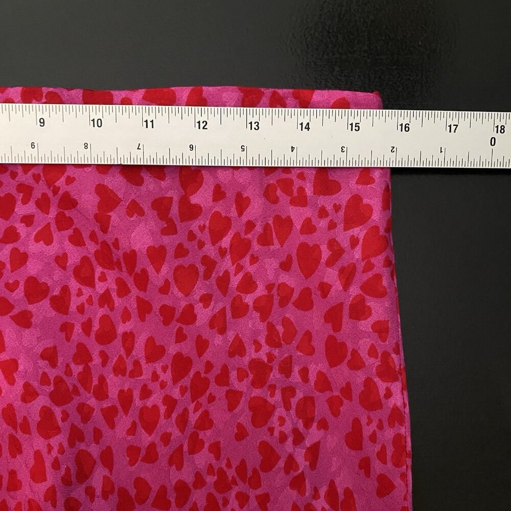 Loft Bias Midi Skirt Size M Pink Red All Over Heart Print Y2K 90s Flowy Romantic - Picture 12 of 13